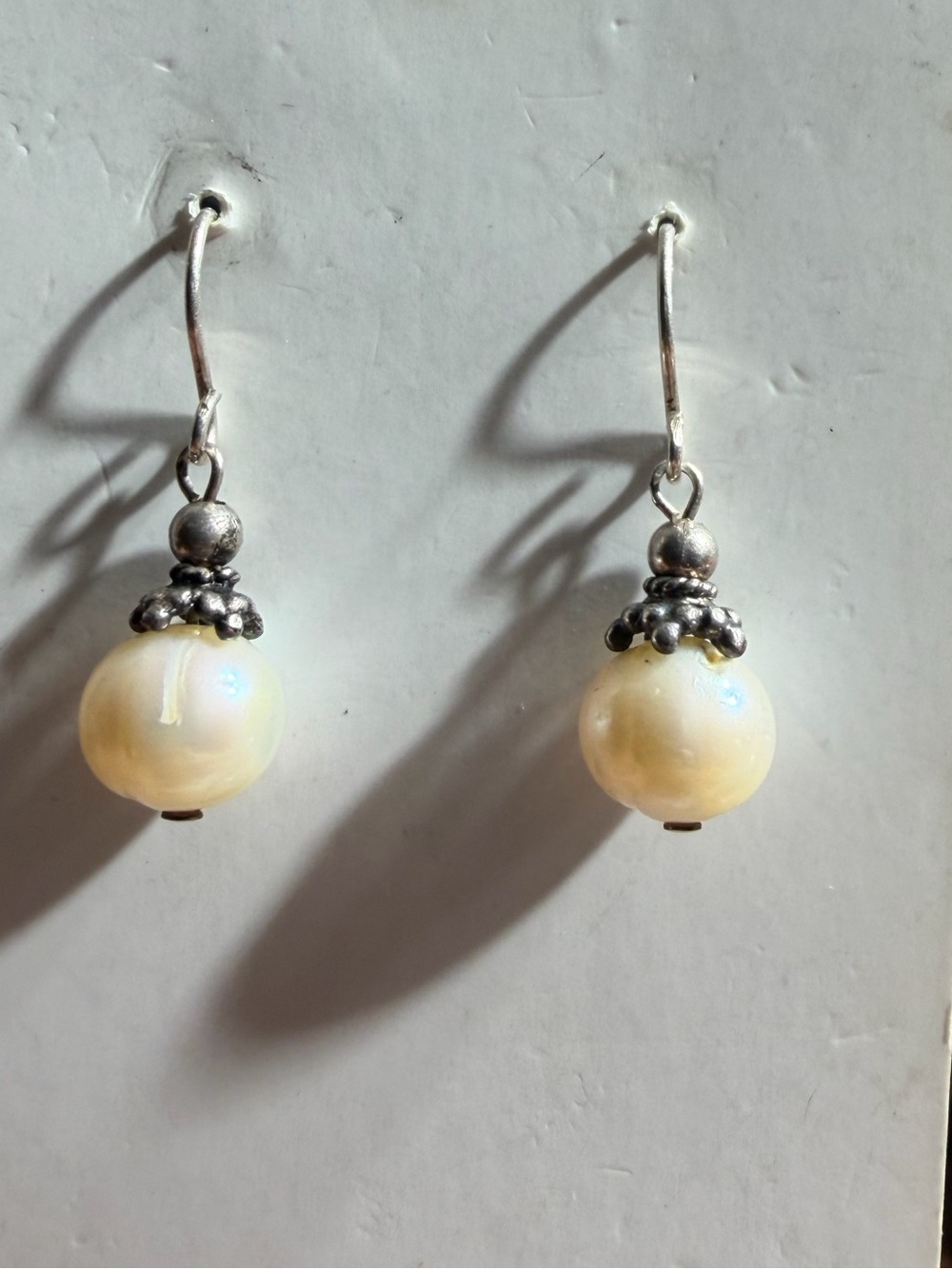 Vintage 925 Sterling Silver Pearl Drop Earrings